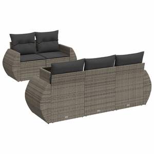 Conjunto de Sofá de Jardín de Ratán PE Gris con Acero con Recubrimiento en Polvo y Vidrio Templado, Muebles de Exterior Premium - Product Image 2