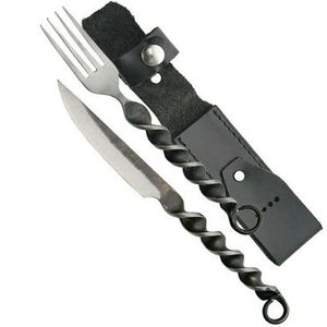 มีดเชฟเหล็กกล้าคาร์บอนทำมือแบบโบราณยุคกลาง ยี่ห้อ Burraq Custom OEM  ใบมีดแบบไม่ปรับได้ ขนาดมาตรฐาน - Product Image 6