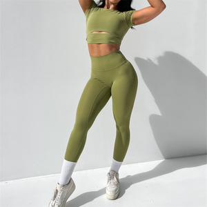 Leggings de sport et de yoga sans couture à taille haute pour femmes, avec logo personnalisé, effet push-up, collection 2026, vente chaude - Product Image 1