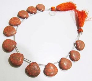 Perles en cuivre turquoise orange en forme de cœur, lisses et simples, taille 14-15 mm, brin de 8 pouces de long, vendu par brin. - Product Image 4