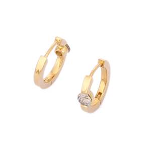 18K Gold Chunky Hoop <b>Stud</b> <b>Earrings</b> with <b>Turquoise</b> and Diamond Accents - Product Image 6