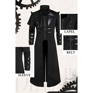 Men's Steampunk Trench Coat Victorian Slim Suit Collar Solid Double Breasted Zipper Coat - Product Image 2