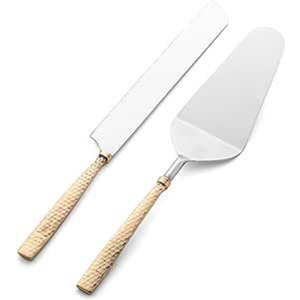 Modern Style Metal Cake Knife Set For <b>Retro</b> Themed Birthday Weddings With Beautiful Detailing On Handle And Blade - Product Image 6