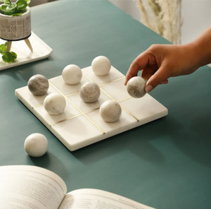 Premium <b>Marble</b> Tic Tac Toe Board Set Handcrafted Stone Noughts and Crosses <b>Game</b> Modern Coffee Table Decor Office Desktop Gift - Product Image 4