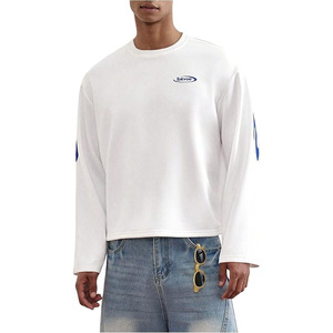 Camiseta Corta Vintage para Hombre, Manga Larga, Estilo Urbano, Cuello Redondo, Holgada, Ropa de Otoño a la Moda - Product Image 1