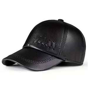 2026 Custom Logo Luxury Black Leather Outdoor Sports High Quality Waterproof Windproof With Custom Branding Caps For Adult - Product Image 1