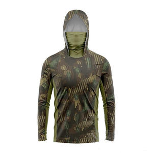 เสื้อตกปลาแขนยาวมีฮู้ดลายดอกไม้สำหรับผู้ชาย UPF 50 แห้งเร็ว ผลิตจากโพลีเอสเตอร์ 100% เสื้อคลุมสำหรับผู้ใหญ่สำหรับกิจกรรมกลางแจ้ง - Product Image 4