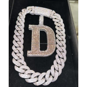 สร้อยคอรูปตัว D แนวฮิปฮอปตัวอักษร Moissanite ปรับแต่งได้จี้เพชรและจี้ทรงเสน่ห์ - Product Image 1