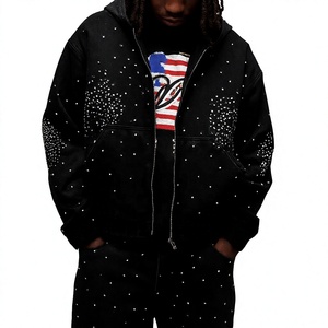 Custom Made High Quality Zipup Cotton Hoodie <b>Men</b> Oversized Heavyweight <b>Thick</b> <b>Fleece</b> Pullover Streetwear Boxy Print OEM ODM - Product Image 1