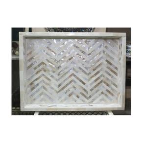 Plateau en nacre royale de qualité standard, fabriqué en Inde, plateau de rangement MOP, designs personnalisés, plateau décoratif poli pour le petit-déjeuner - Product Image 1