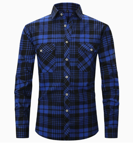 Wholesale Plus Size Men's 100% Cotton Checkered Long Sleeve Casual Flannel Shirts with <b>Covered</b> Button Closure and Loose Fit - Product Image 5
