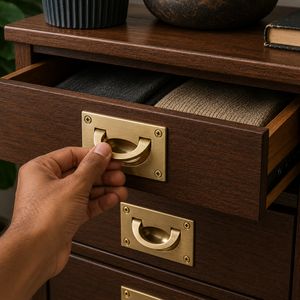SHUBHAM Solid Brass <b>Chest</b> <b>Handle</b> – Heavy Duty Recessed Flush Pull <b>Handle</b> for Drawer, Cabinet & Furniture - Product Image 1