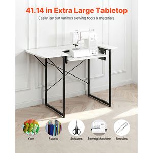 Multipurpose Sewing Machine <b>Table</b> <b>with</b> Adjustable Shelf Steel <b>Legs</b> <b>Foldable</b> Side Shelf Computer Desk for Home Use Sewing <b>Table</b> - Product Image 2