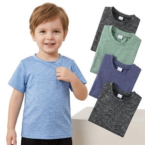 Boys Short Sleeve T-Shirts Crew Neck Solid Color Cotton Jersey Casual Breathable 4-<b>Pack</b> 3-4Y Machine Washable Eco-Friendly - Product Image 1