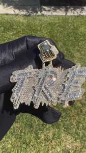 Colgante de Lujo de Plata de Ley 925 con Moissanita VVS, Chapado en Oro de 18K, Certificado GCI e IDGL, Estilo Hip Hop, Doble Capa, Dos Tonos - Product Image 2