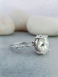 Forme ovale bijoux fins 14K solide blanc jaune or vvs Moissanite diamant Solitaire bague de fiançailles 3.0 CT blanc bague de mariage - Product Image 5