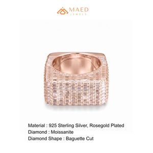 Bague de fiançailles pour homme en argent plaqué or rose avec moissanite, sertie à griffes, style hip-hop, bijoux de mode pour mariage et anniversaire - Product Image 6