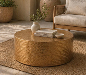 Mesa de Centro Redonda Moderna con Diseño de Tambor Martillado, Mueble Decorativo para Sala de Estar, Salón, Hotel, Venta al por Mayor - Product Image 3