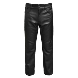 Pantalon long droit en cuir PU noir pour homme, style motard, coupe décontractée, fermeture boutonnée, coupe-vent, hiver - Product Image 2
