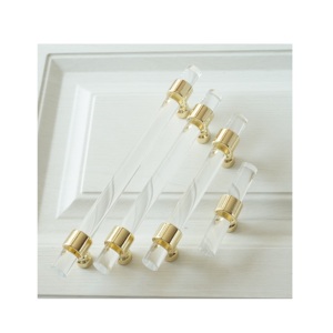 High Quality Acrylic Furniture Handles T-Bar <b>Gold</b> Crystal <b>Cabinet</b> Handles and <b>Knobs</b> Hardware Home Office Doors Acrylic Handle - Product Image 2