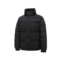 Blouson Bomber Homme Personnalisé à Col Montant, Matelassé et Rembourré, Manteau d'Hiver Coupe-Vent Chaud pour l'Extérieur, Doudoune Noire pour Homme