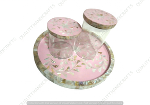 Bandeja de Servicio de Madera y Acrílico con Tapa de MOP, 32x32x5 CM, Color Rosa, Certificación EPCH, para Hoteles y Restaurantes, Artesanía de Calidad - Product Image 3