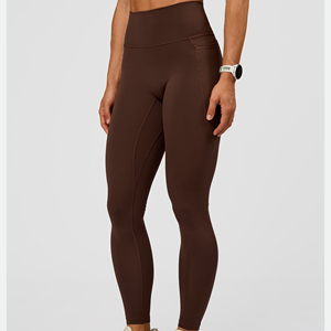 Nouveautés Leggings de yoga taille haute unis pour l'été, longueur intégrale, logo personnalisé, haute élasticité, infroissables, séchage rapide - Product Image 3