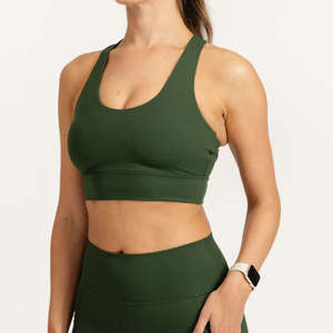 Nouveau soutien-gorge de sport pour femme, simple et tendance, à maintien élevé, antibactérien, en Spandex/Nylon, avec logo personnalisable sur le devant, confortable et respirant - Product Image 5