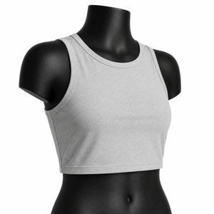 Custom Grey Women <b>Crop</b> Tank <b>Top</b> Sleeveless Yoga Gym Fitness Activewear OEM Wholesale Sportswear Cheap Price Breathable - Product Image 1