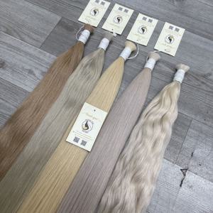 Extensiones de cabello humano vietnamita ligero V recto Natural alineado con cutícula de alta calidad Rubio platino estilo de onda Natural a granel - Product Image 2