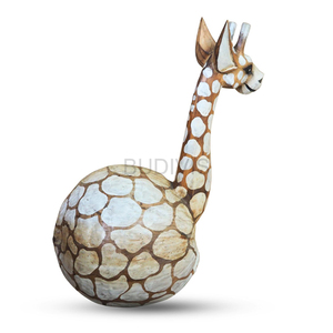 Figura de Jirafa Rústica Tallada a Mano en Madera de Coco con Detalles de Patrón, Color Personalizado, Escultura Decorativa para el Hogar - Product Image 3