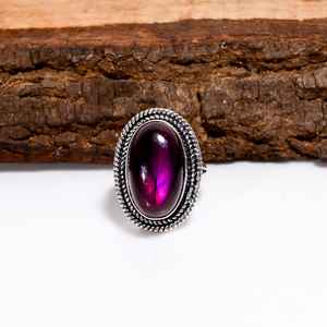 Bague en labradorite rose vintage ovale, argent sterling 925, bijou artisanal en pierre précieuse, bague statement, cadeau pour elle - Product Image 5