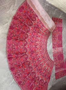 ชุดเลเฮนกาผ้าเน็ตปักลายผีเสื้อสีชมพูแบบอินเดียดั้งเดิม ดีไซน์เนอร์ ขายส่ง ขนาด 3.5 เมตร ทรงบาน พรีเมียม ตัดเย็บสำเร็จ พร้อมใส่สำหรับงานปาร์ตี้ทุกฤดู - Product Image 6