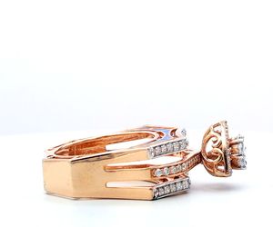 RAMDUT IMPEX Wholesale 14k Rose <b>Gold</b> Triple Shank <b>Cocktail</b> <b>Ring</b> IGI Certified Lab Grown Brilliant Cut Diamond Luxury Triangle - Product Image 3