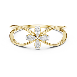 Bague de fiançailles et de mariage en or jaune 18 carats plaqué rhodium avec diamant de laboratoire taillé en nœud céleste, idéale pour la Saint-Valentin, les fêtes et l'usage quotidien pour femme - Product Image 1