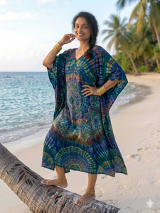 Women Printed <b>Kaftan</b> Dress Loose Fit <b>Summer</b> Beach Wear Soft Fabric Trendy Design Custom Wholesale Bulk Manufacturing Supply - Product Image 3