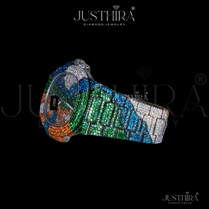 Reloj de Pulsera de Moda Unisex de Lujo con Acabado Premium, Diseño de Alta Gama, Esfera con Gemas Multicolores Brillantes - Product Image 4