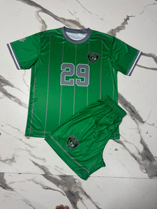 Custom Retro Blue Football Jersey Set Adults 100% <b>Polyester</b> Quick Dry Uniform Kit Including Shorts Summer Autumn Seasons - Product Image 3