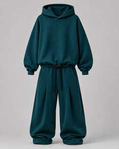 Ensemble de survêtement unisexe premium délavé à l'acide, comprenant un sweat à capuche oversize et un pantalon de jogging, style streetwear et sportswear décontracté - Product Image 2