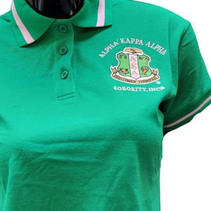 Camiseta Polo de Algodón Verde para Mujer, Manga Corta, Informal, con Bordado Gráfico, Ropa de Moda para Uso Diario, Cómoda y Elegante - Product Image 4