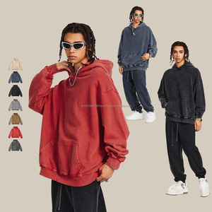 Otoño algodón pesado 420g Vintage suelto de moda lavado Terry Sudadera con capucha OEM Logo algodón hombres ácido lavado pulóver sudaderas con capucha - Product Image 3