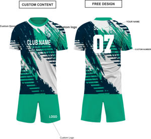 Custom Sublimated Soccer Jersey Set Men's Short Sleeve Crew Neck 100% Polyester Moisture Wicking Geometric Print Adult Uniforms - Product Image 6