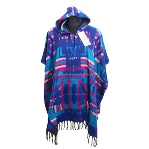Foldable Hooded Winter Poncho Warm Acrylic Poncho Winter Ponchos for Unisex with Different Pattern from Indian Supplier