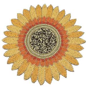 แผ่นรองจานปักลูกปัดทรงกลมหรูหรา สไตล์โบโฮ แผ่นรองจานปักลูกปัดเม็ดเล็ก - Product Image 1