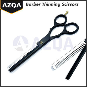 Professional Matte Black Stainless Steel <b>Barber</b> <b>Set</b> with Hair Cutting Scissors Thinning Shears and Straight Razor - Product Image 3