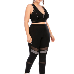 Conjunto deportivo de dos piezas para mujer, con espalda cruzada, transpirable, elástico, para yoga, entrenamiento, cómodo, talla grande. - Product Image 6