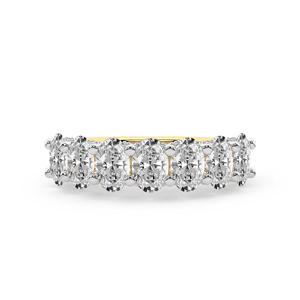 Magnifique alliance de fiançailles et d'anniversaire élégante en or Minerva avec diamant ovale de laboratoire (1 carat) Tw. Or massif 10k/14k/18k VS1 - Product Image 5