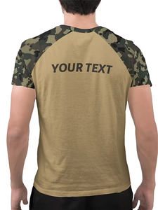 Raglan Three Quarter Sleeve <b>Polyester</b> Cotton Men's T-Shirt Men's Custom Camouflage Print T-Shirt Personalized Text/Name Breath - Product Image 4