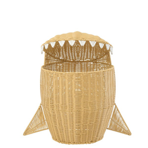 Vintage Rattan Shark Laundry <b>Hamper</b> With Lid Wicker Storage <b>Basket</b> Kids Toy Organizer Nursery Decorative <b>Basket</b> OEM ODM - Product Image 2