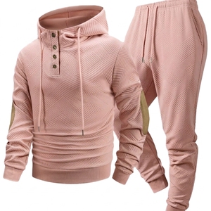 Men's Hooded Sweatshirt and <b>Jogger</b> Pants <b>Set</b> Casual Two Piece Tracksuit <b>Matching</b> Apparel - Product Image 2